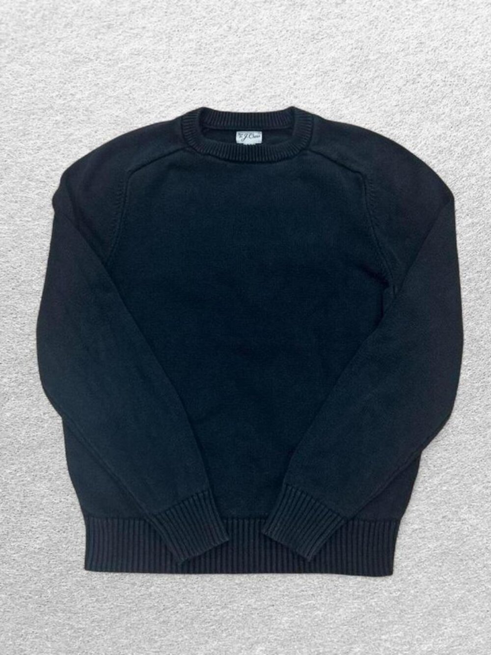 J.Crew Sweater Size M Mens Black Crewneck Pullover Cotton Heavyweight Raglan